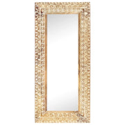 Specchio Intagliato a Mano 110x50x2,6 cm in Massello di Mango 321646