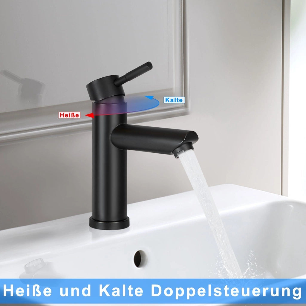 ZMH Rubinetto Lavabo Nero Miscelatore Monocomando Acciaio Inossidabile