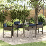 Set da Pranzo per Giardino con cuscino 5 pcs Grigio polyrattan