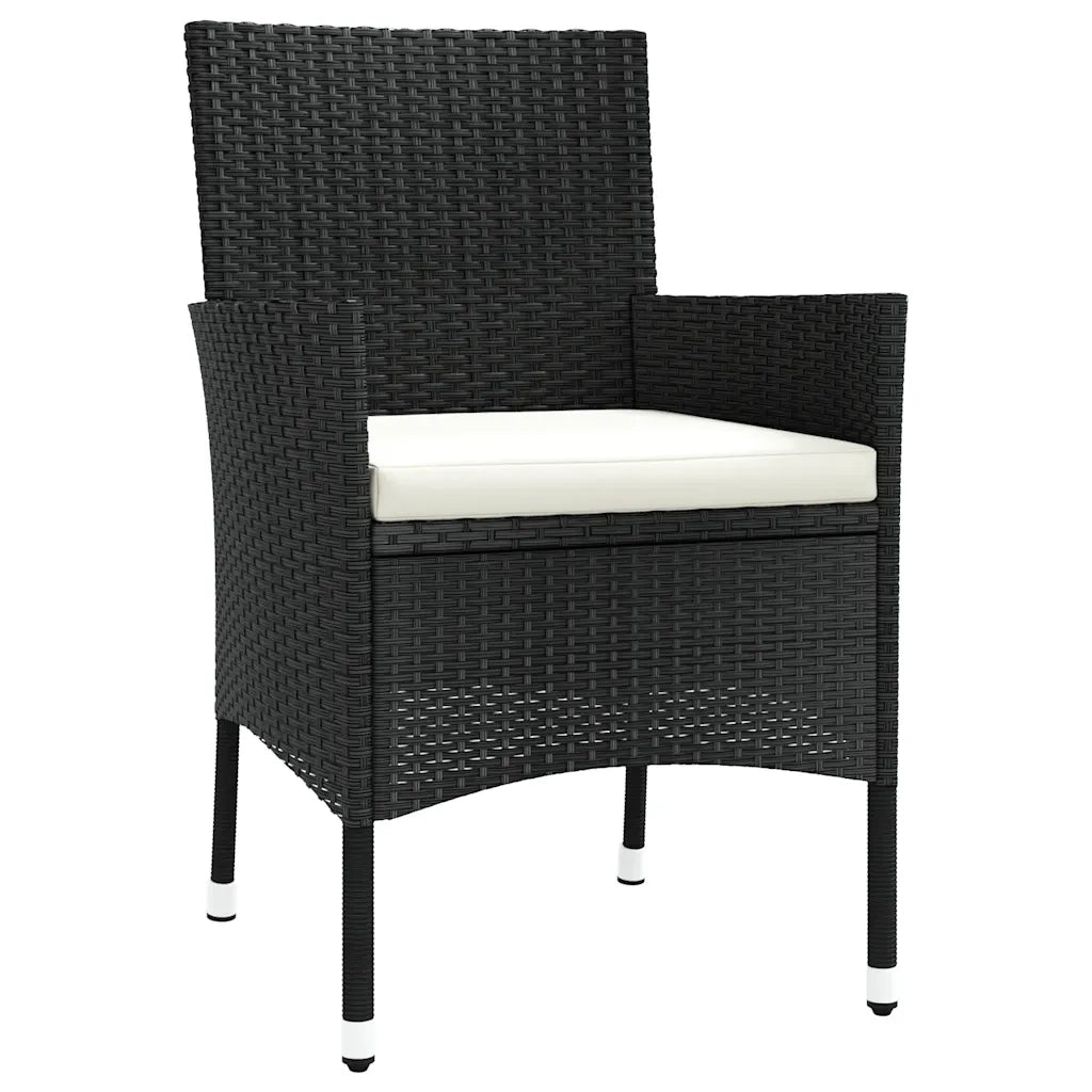 Sedie da giardino con cuscini 2 pz | Sedie da Esterno nere in polyrattan (solo UK/IE/FI/NO)