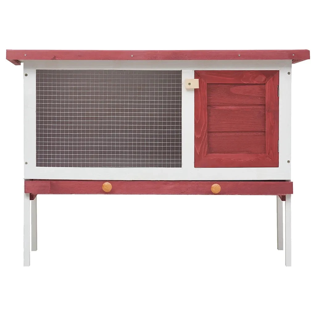 Conigliera per Esterni con Piano Singolo Rossa in Legno cod mxl 48401