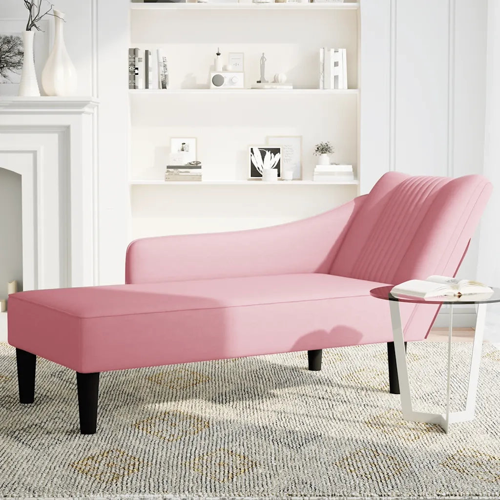 vidaXL Sdraio con Bracciolo Destro in Velluto Rosa