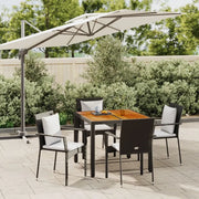Set da Pranzo da Giardino 5 pz Nero con Cuscini in Polyrattan 3184988