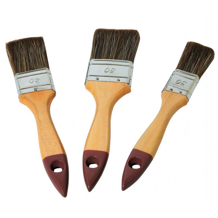 Kit 3 pennelli con manico in legno colore marrone
