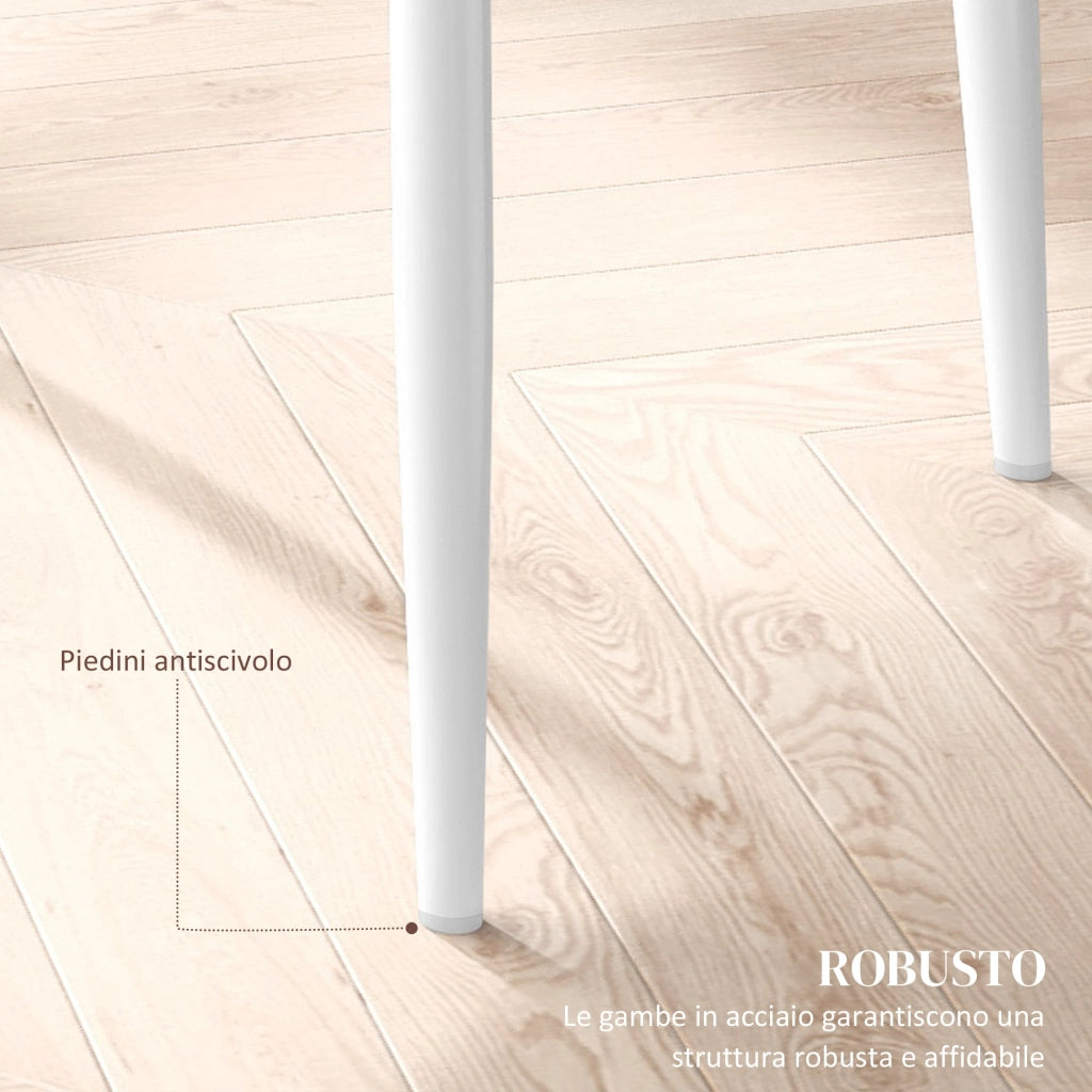 Set 2 Sedie 41x50x97 cm con Schienale Alto in Finta Pelle e Acciaio Bianco