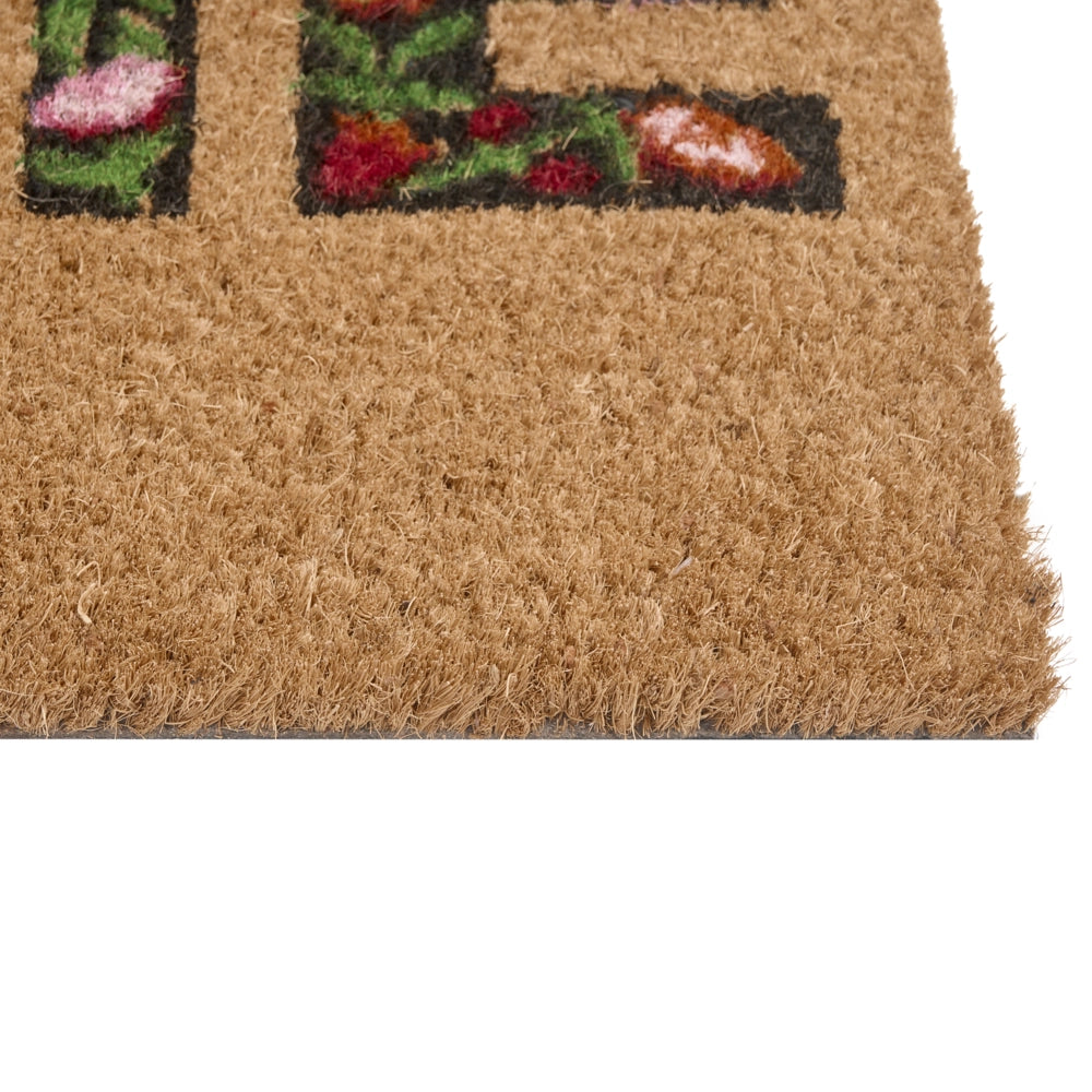 Zerbino in fibra di cocco naturale con fondo in PVC antiscivolo 40 x 60 cm con didascalia e motivo moderno per la decorazione di interni