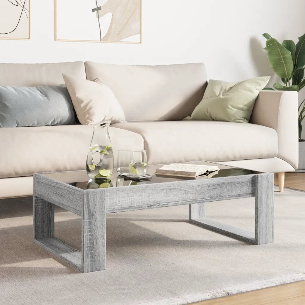 Tavolino da Salotto con LED Infinity Grigio Sonoma 90x53x30 cm