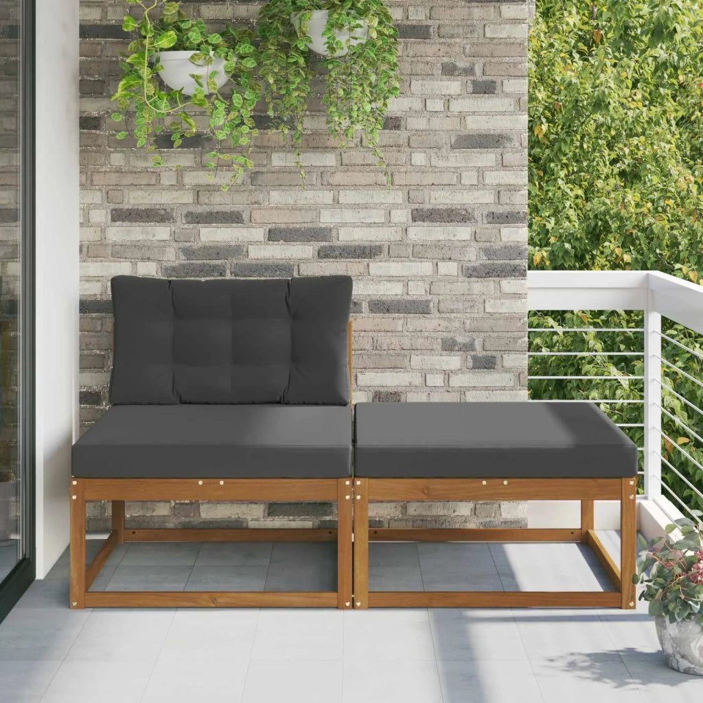 Salotto da Giardino-Divano componibile Sezionale con cuscino 2 Pezzo Naturale 378132