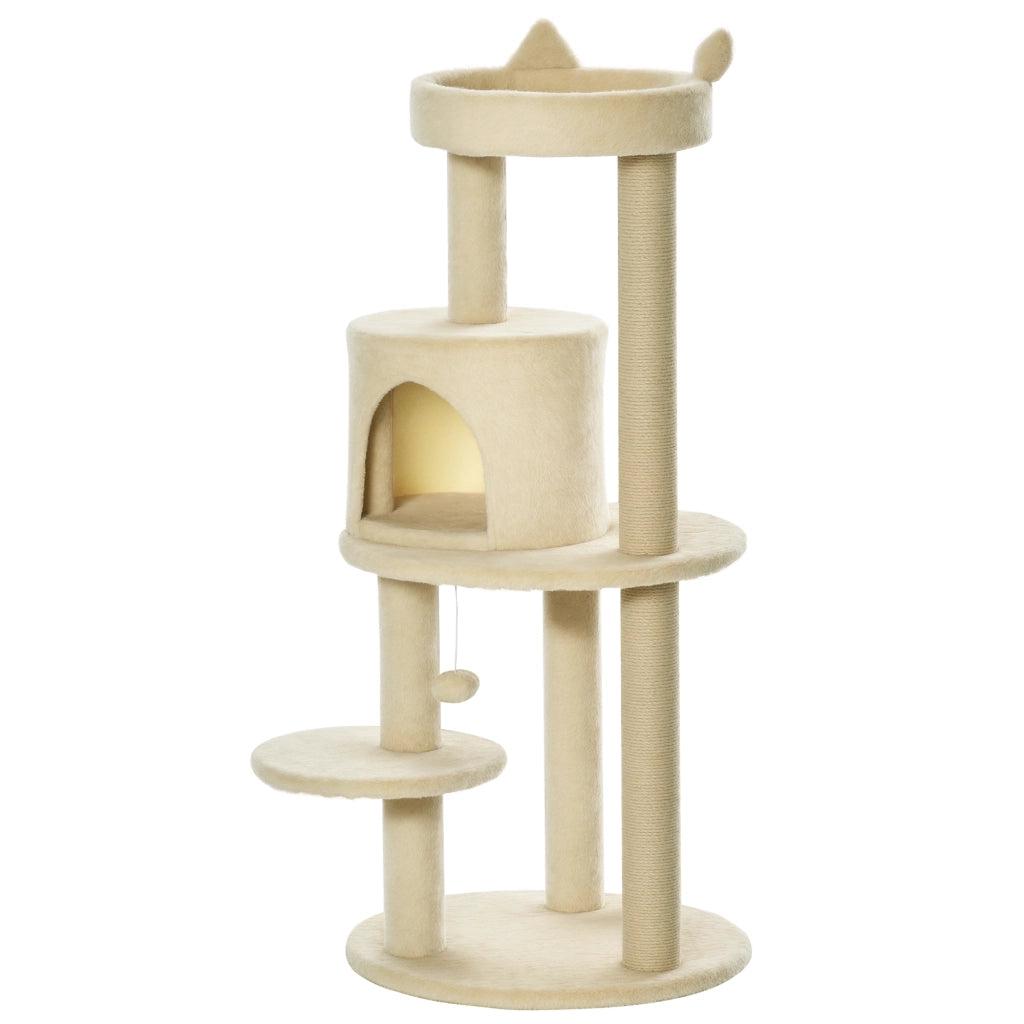 Tiragraffi per Gatti con Cuccia e Piattaforma ¨C zephmum ¨C 104 cm, Bianco
