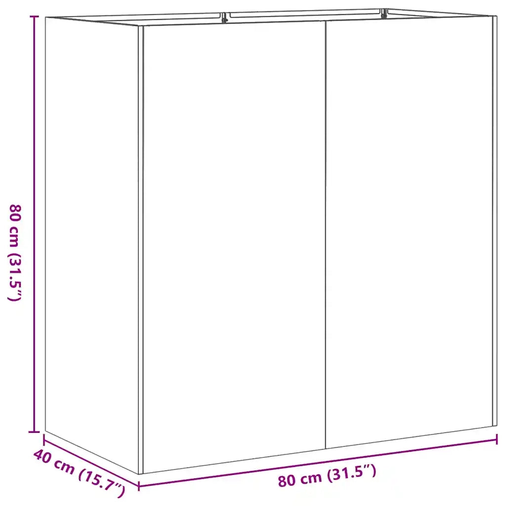 Fioriera-Vaso-Contenitore per Piante Verde Oliva 80x40x80 cm in Acciaio Laminato a Freddo