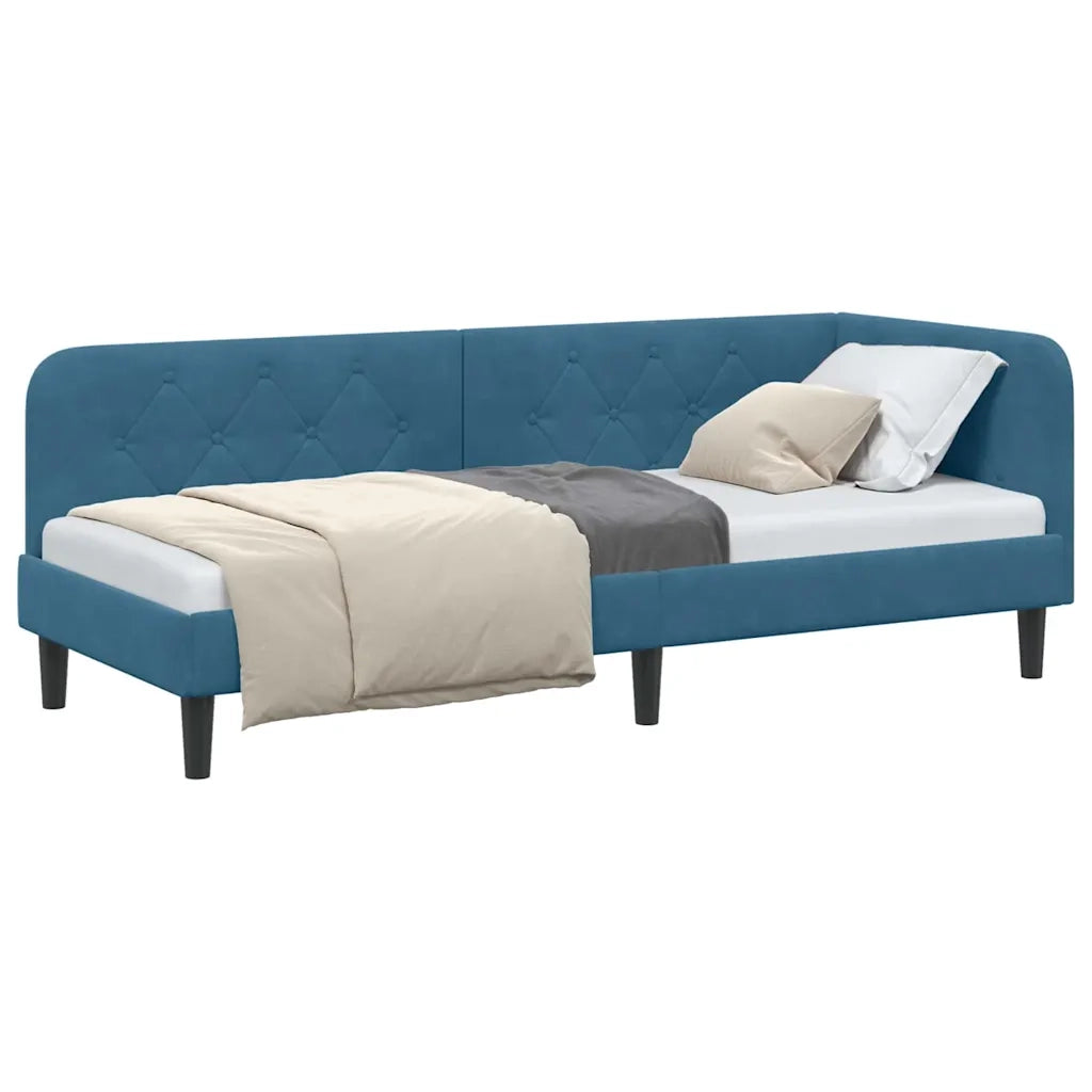 Cornice del letto ad angolo Blu 80 x 200 cm Velluto 42016585