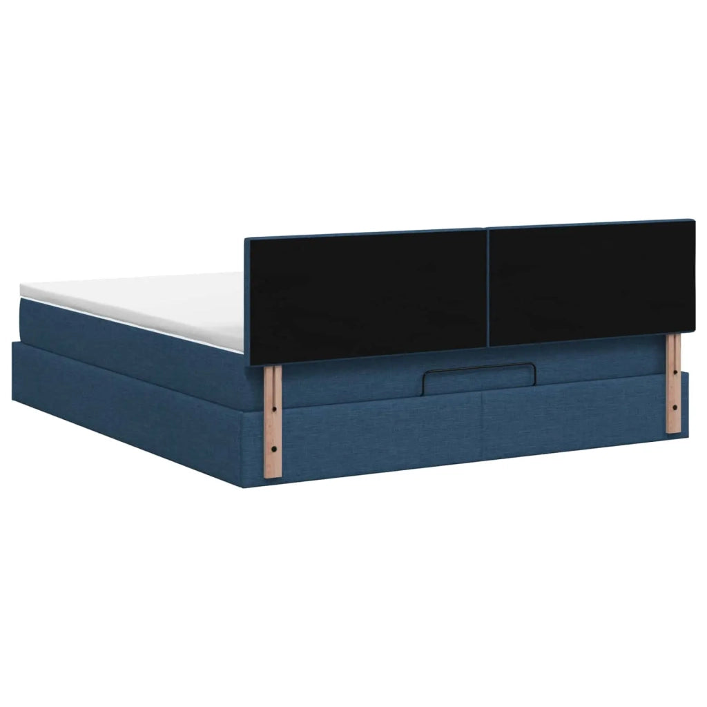 Letto ottomano con materasso Blu 160 x 200 cm Tessuto 3456426