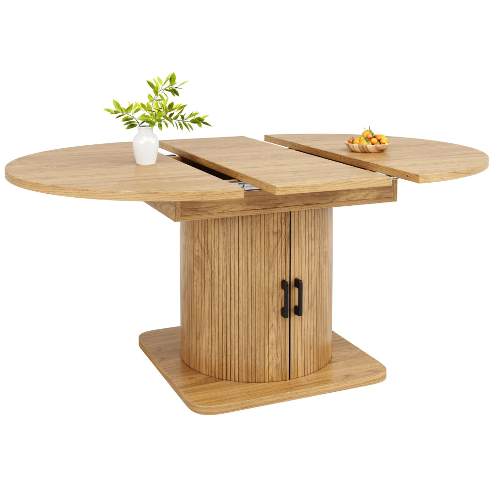 Tavolo da pranzo allungabile con vano contenitore, MDF e metallo
