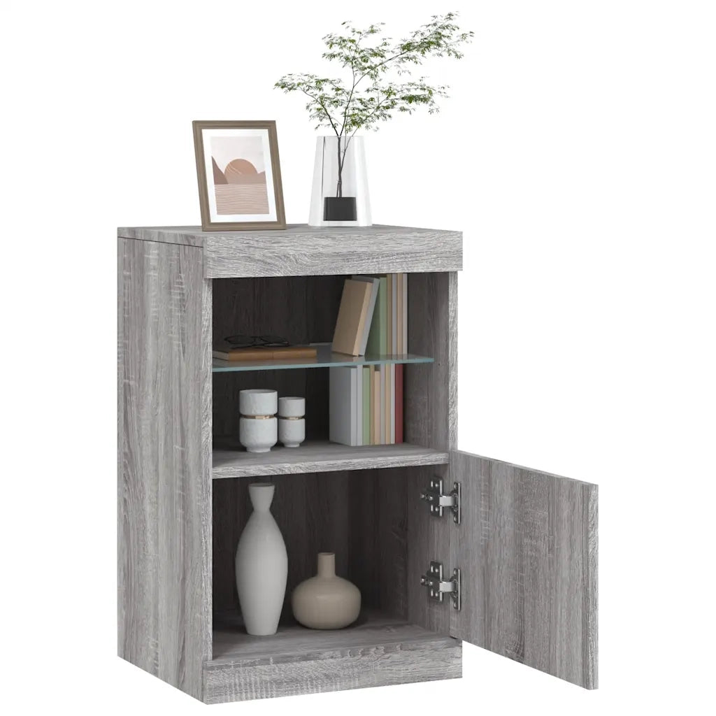 Credenza | Madia | Buffet da pranzo | Armadio da pranzo con Luci LED Grigio Sonoma 41x37x67 cm