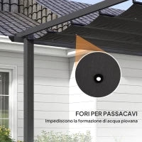 Pergola Gazebo 4x3 m con 8 Fori di Drenaggio, in Alluminio, Metallo e Poliestere, Grigio Scuro
