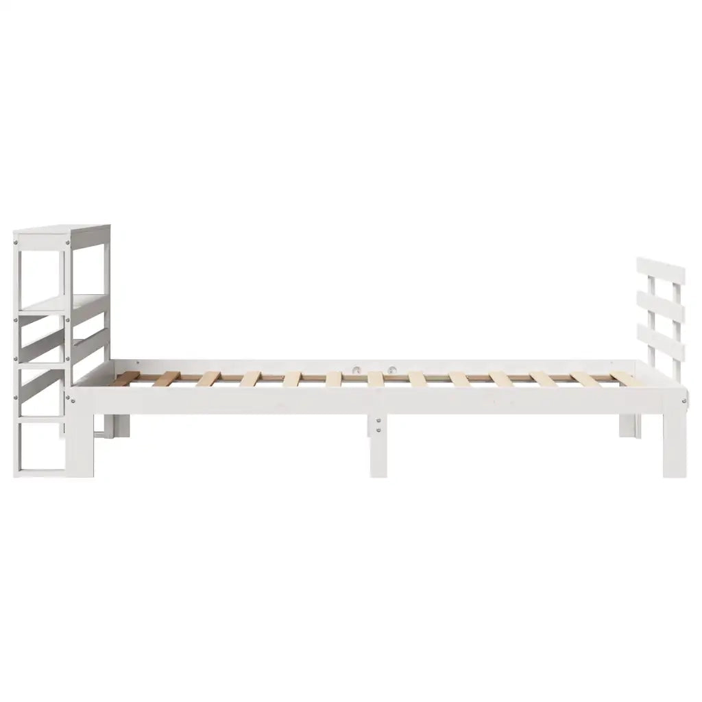 Giroletto con Testiera Bianco 75x190 cm Legno Massello di Pino 3306097