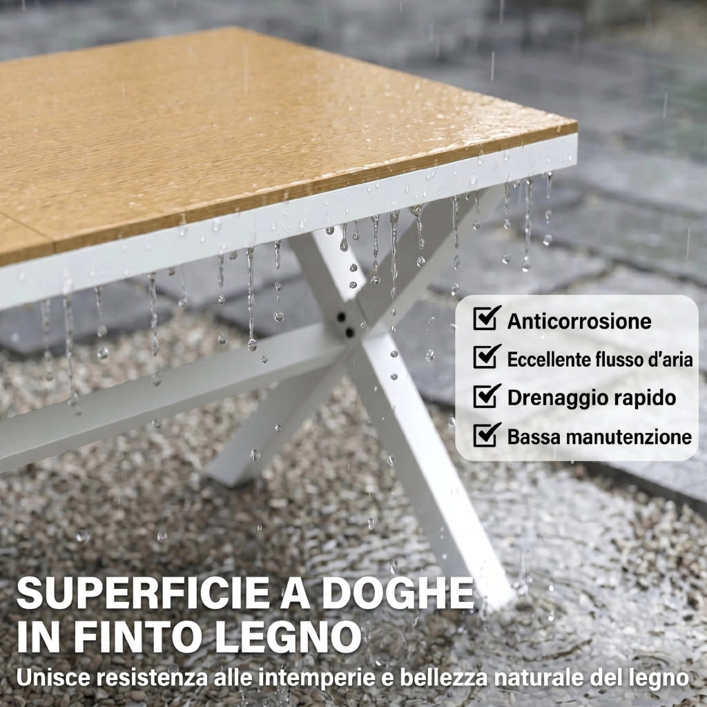 Set di Sedie da Pranzo per Esterni 7 Pezzi in Teak e Alluminio ¨C Zephmum ¨C Grigio