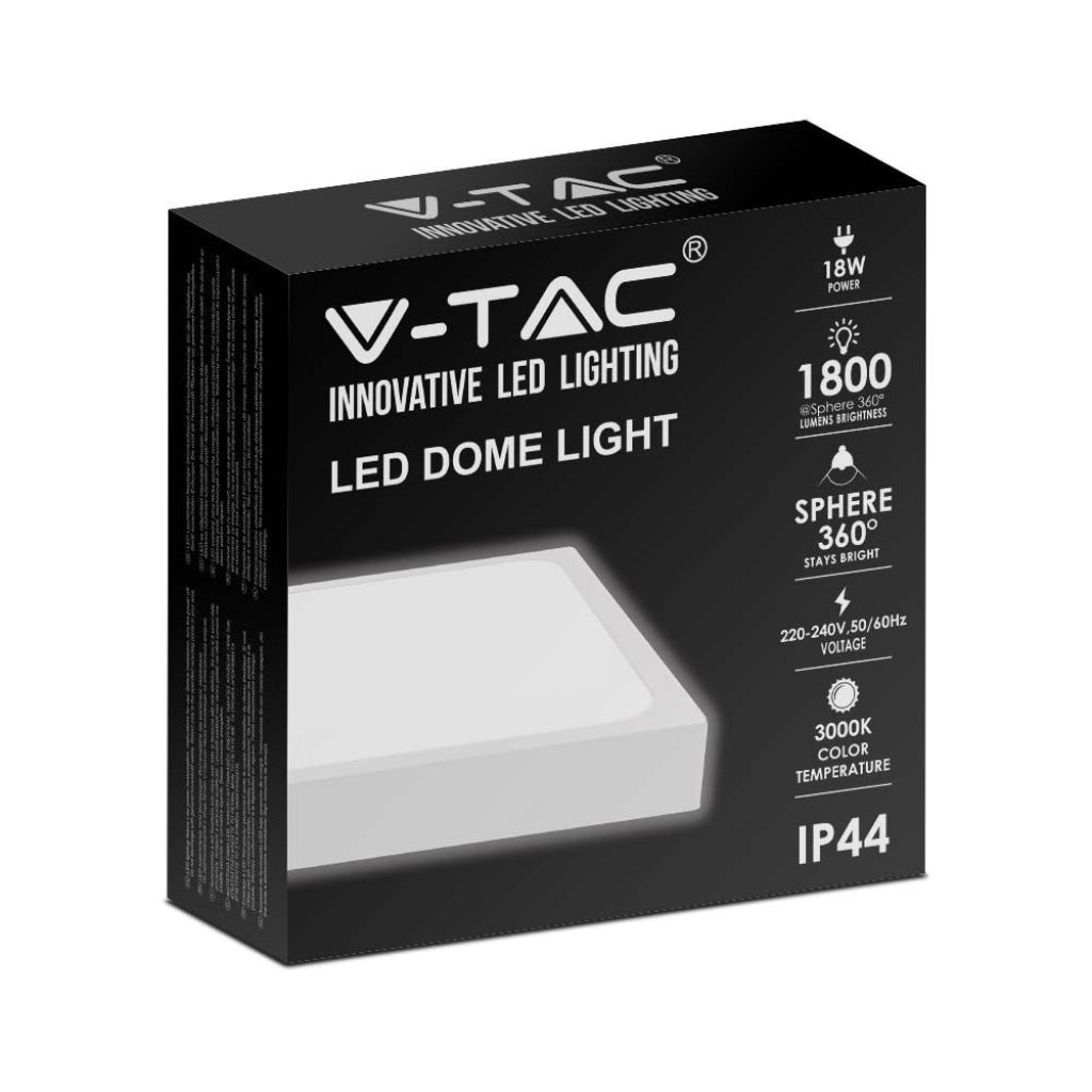Luce a cupola a LED da 18 W 6500k quadrati, cornice bianca IP44