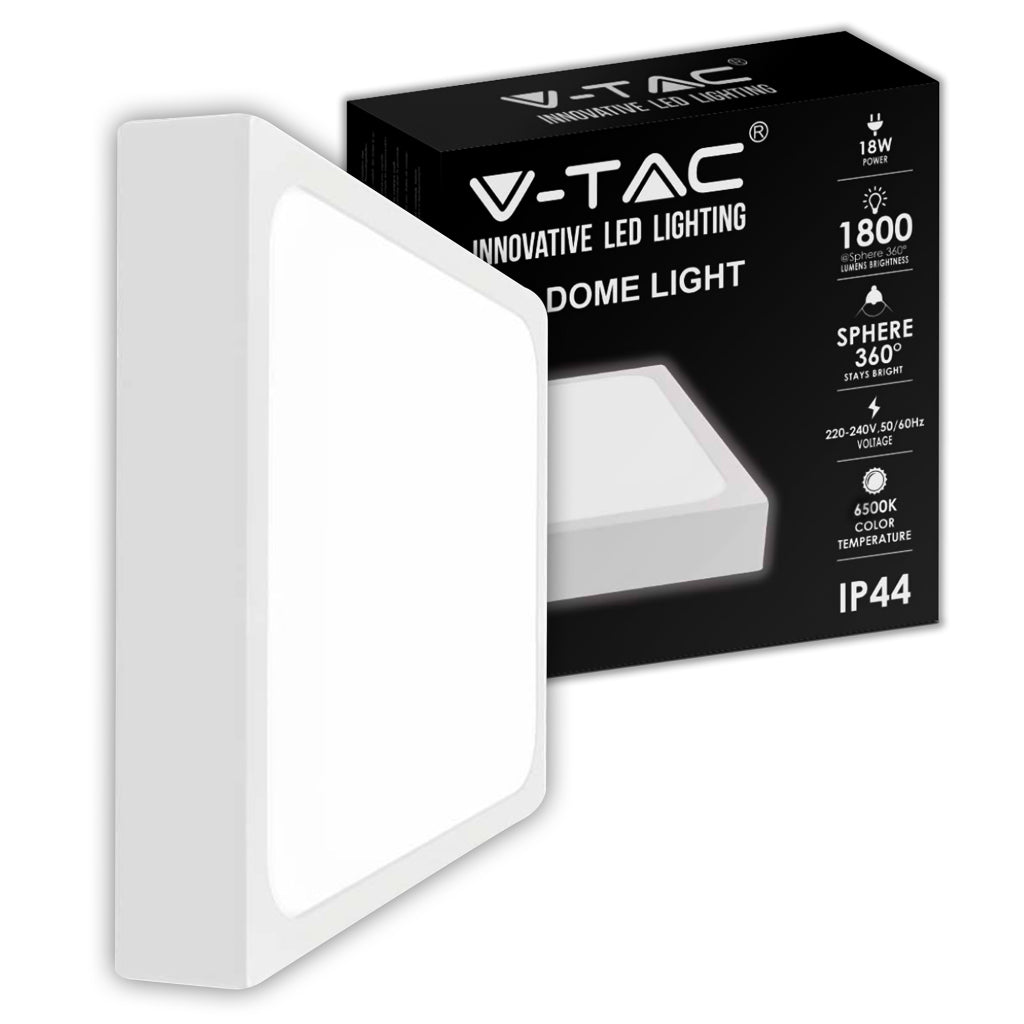 Luce a cupola a LED da 18 W 6500k quadrati, cornice bianca IP44
