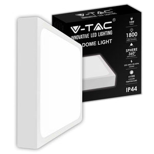 Luce a cupola a LED da 18 W 6500k quadrati, cornice bianca IP44