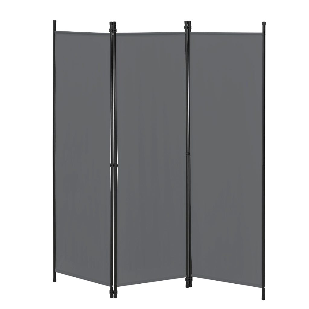 Paravento Huesca a 3 Pannelli Separé con Struttura Pieghevole (LxA) 150 x 171 cm - Grigio Scuro [en.casa]