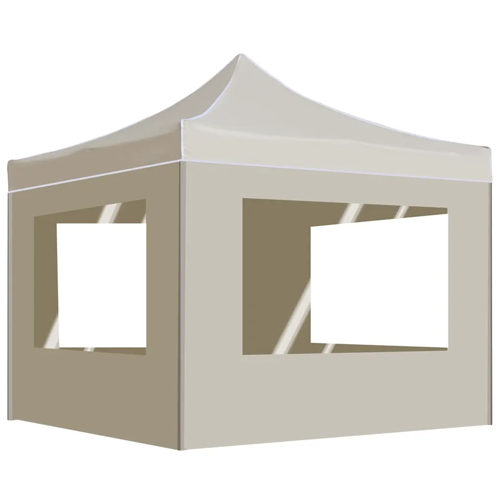 Gazebo Professionale Pieghevole Alluminio con Pareti 3x3m Crema 45486