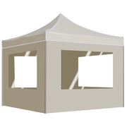 Gazebo Professionale Pieghevole Alluminio con Pareti 3x3m Crema 45486