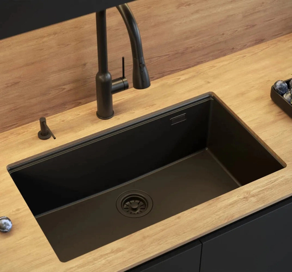 Lavello In Granito Logan 110 Black Tappo oro