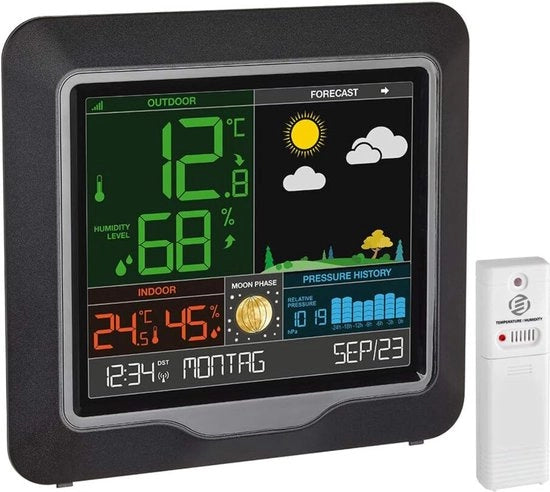 Stazione Meteo Indoor e Outdoor - Stazione Meteo - Sensore Wireless - Termometro, Barometro, Umidistat - Sensore Esterno - Temperatura - Previsioni del Tempo