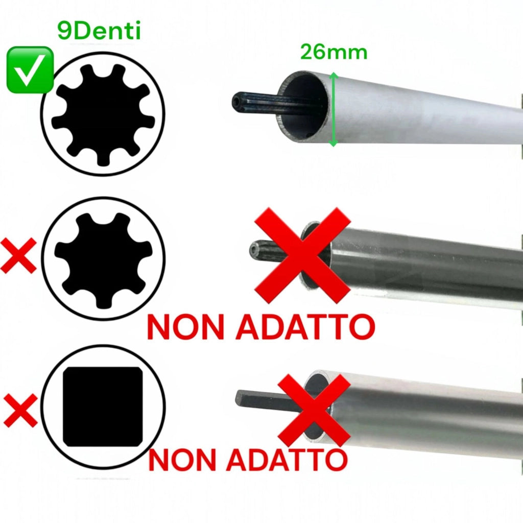 Gruppo zappette per decespugliatore 26 mm 9 denti design taglio smussato