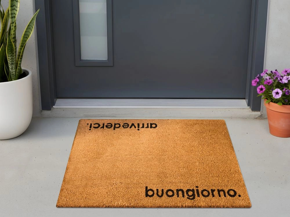 Zerbino di benvenuto in fibra di cocco antiscivolo 60 x 90 cm con retro in PVC Motivo testato Naturale
