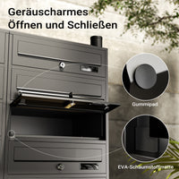 Cassetta postale condominiale autoportante, 10 posti, nero, 945 x 270 x 1500 mm 2 moduli