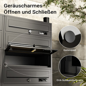 Cassetta postale condominiale autoportante, 10 posti, nero, 945 x 270 x 1500 mm 2 moduli