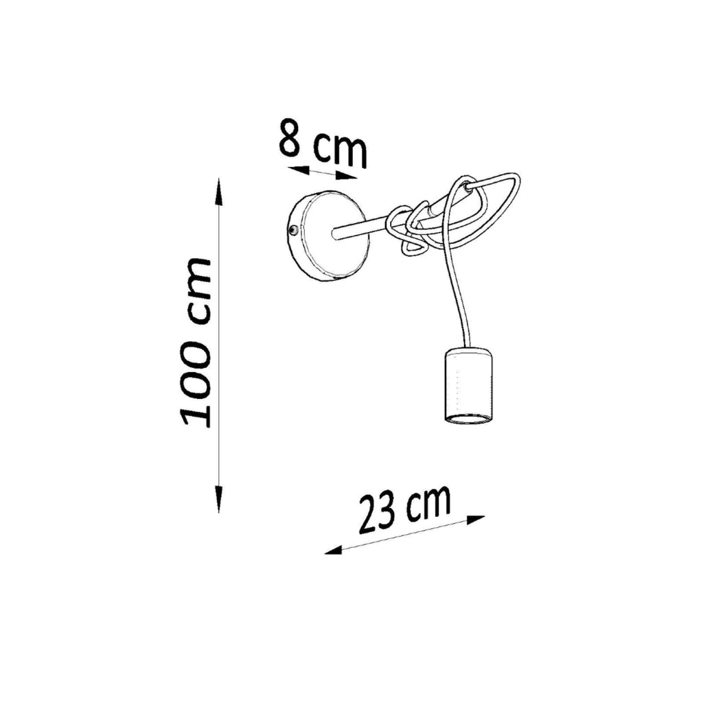 Applique da parete NIKOLO nera metallo corda E27 Pure Lume