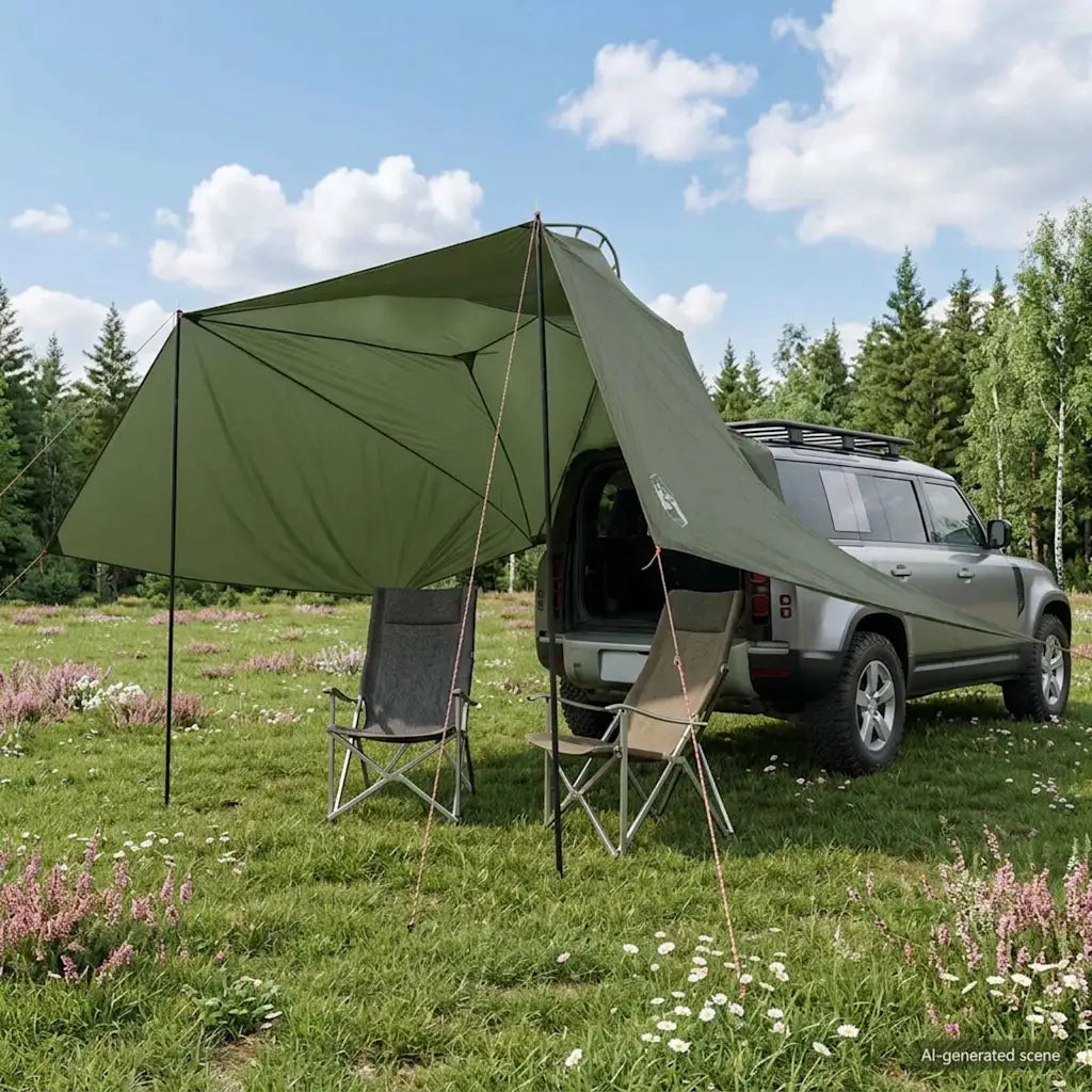 Tenda da auto Verde militare 350 x 250 cm Poliestere e Acciaio 42028554