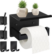 Set di 5 supporti per carta igienica in acciaio inossidabile, senza foratura, con piastra, supporto per carta igienica con 4 ganci adesivi, supporto per carta igienica autoadesivo per cucina e bagno