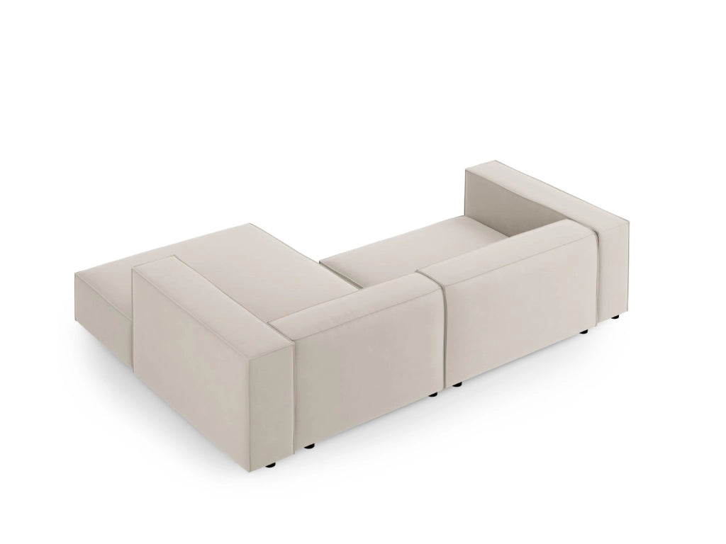 Cosmopolitan Design - Divano angolare destro "Arendal" 3 posti in velluto ecru 