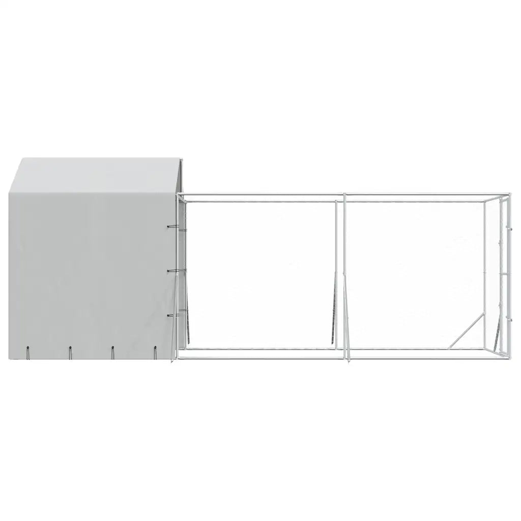 Cuccia Cani da Esterno Tetto Argento 2x6x2,5 m Acciaio Zincato 3190475