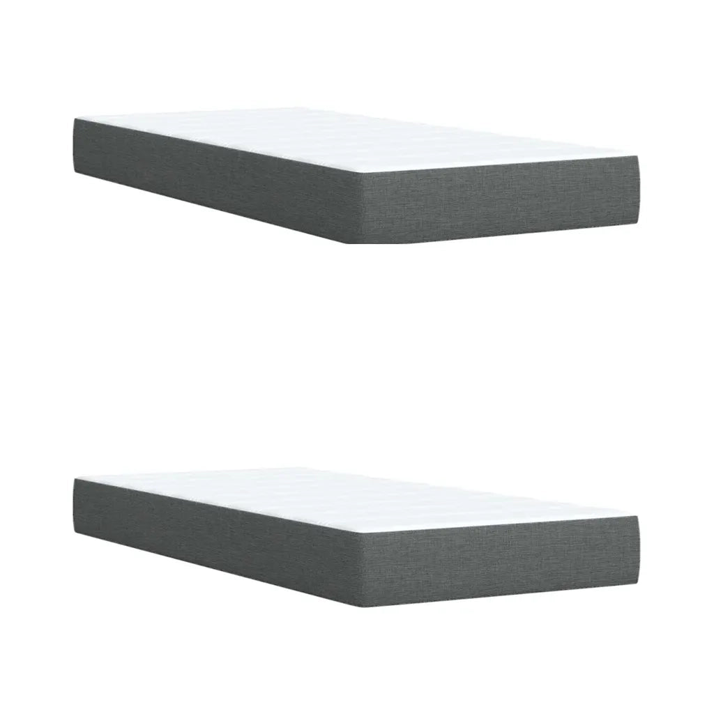 Giroletto a Molle con Materasso Grigio Scuro 200x200 cm Tessuto