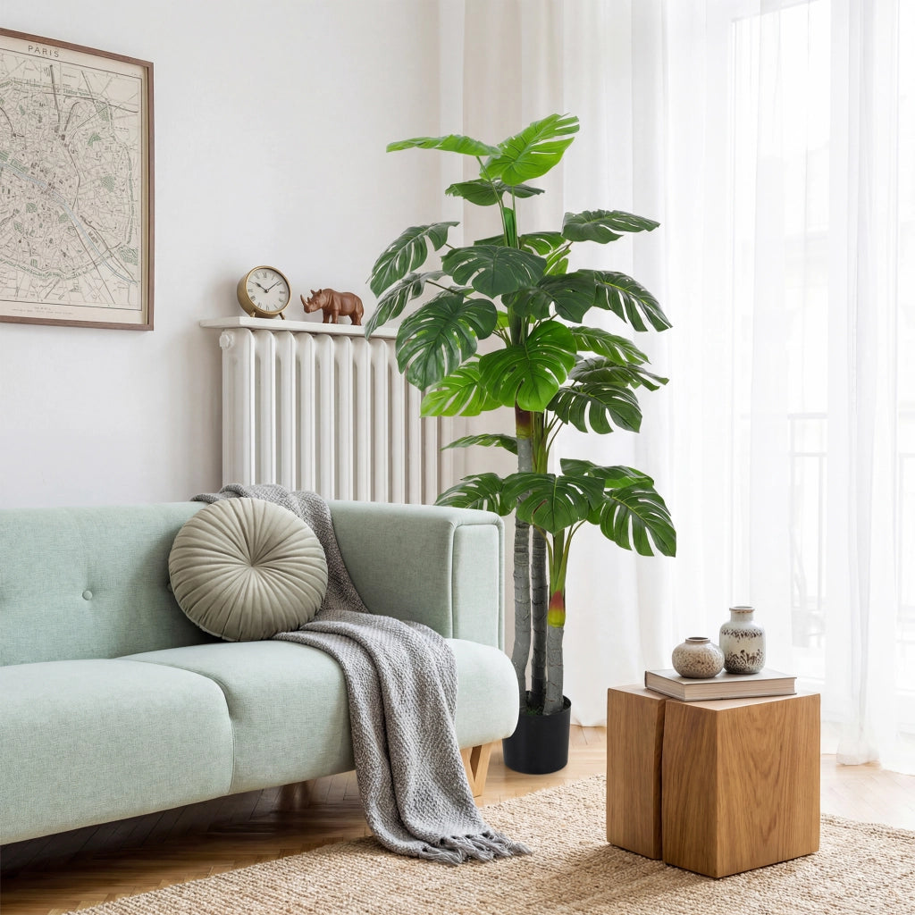 Pianta Artificiale Monstera con Vaso ¨C Zephmum ¨C Verde H 150 cm