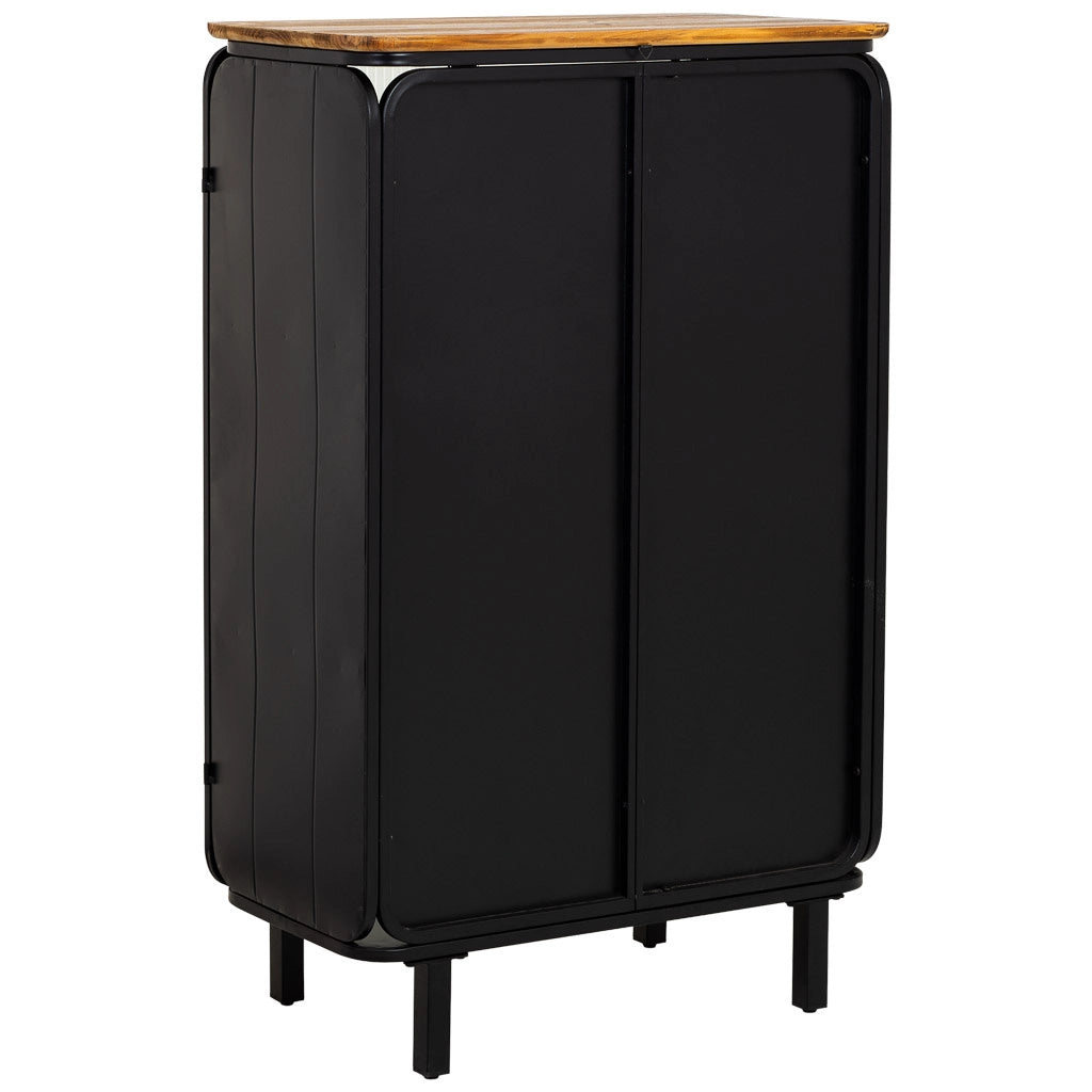 Vetrina in metallo, legno e vetro, 2 ante, nero, 72x36x113h cm