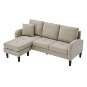 Divano angolare modulare 3 posti - con chaise longue reversibile - in tessuto cord - marrone grigio