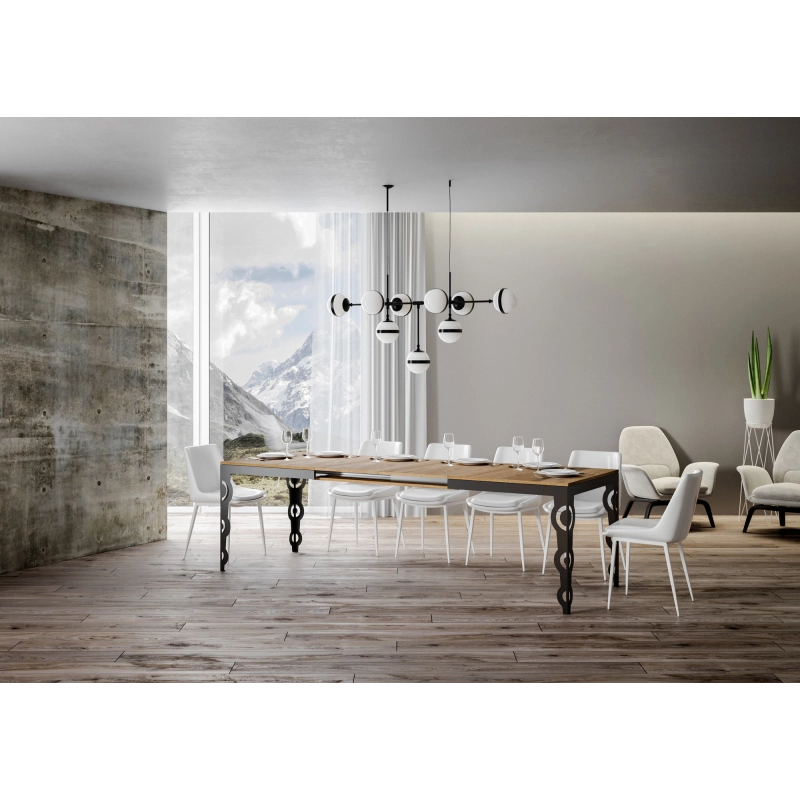 Tavolo allungabile 90x160/420 cm Karamay Evolution telaio Antracite - Quercia Natura