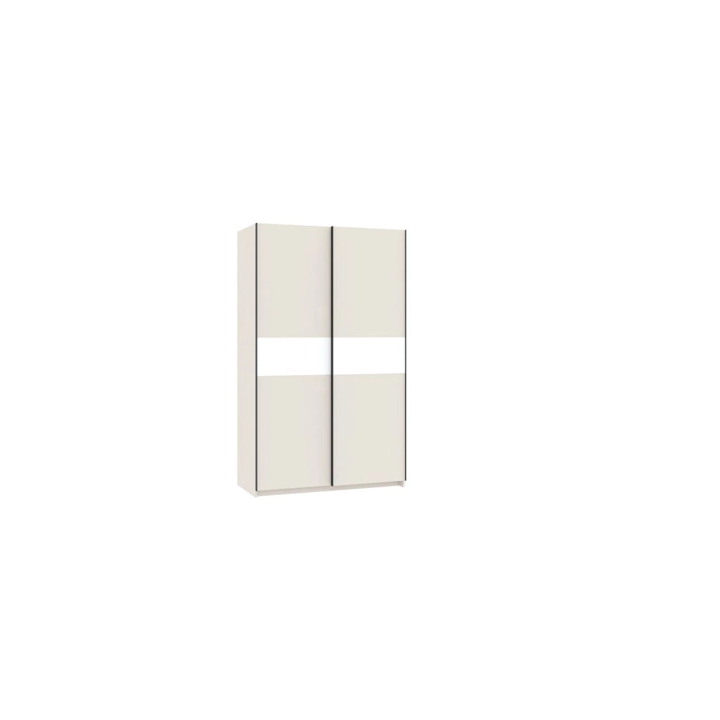 Armadio Camera da Letto Maba, Guardaroba 2 Ante 2 Ripiani, 120x204h cm Beige Cashmere