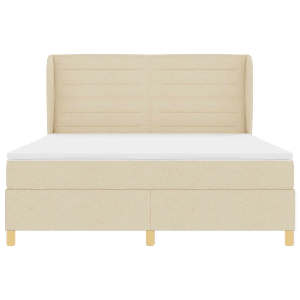 Letto a Box Spring con Materasso Panna 180x200 cm Tessuto