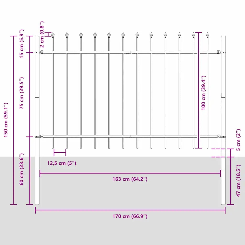Recinzione per Giardino 8 pcs Grigio 13,6 x 1 m 3334150