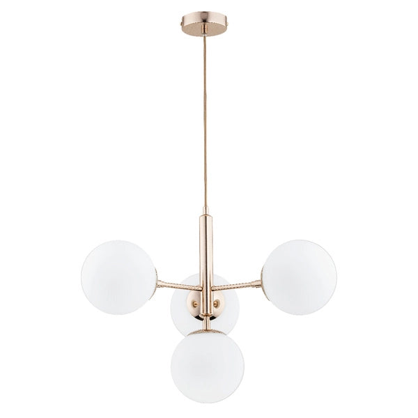 Lampada a sospensione VOLDA 4 luci oro antico bianco