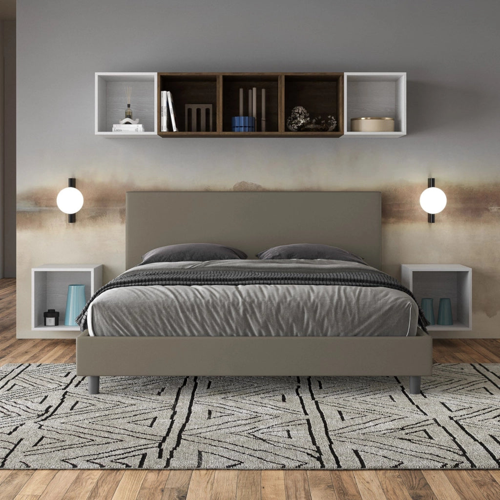 Letto Matrimoniale 160x190 cm con Rete Naspy Cappuccino