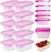 Contenitori per alimenti con coperchi – Set da 10 pezzi, 500 ml per pezzo, BPA-free, ermetici, stivibili, resistenti al microonde e lavastoviglie, contenitori trasparenti per freezer con coperchi rosati