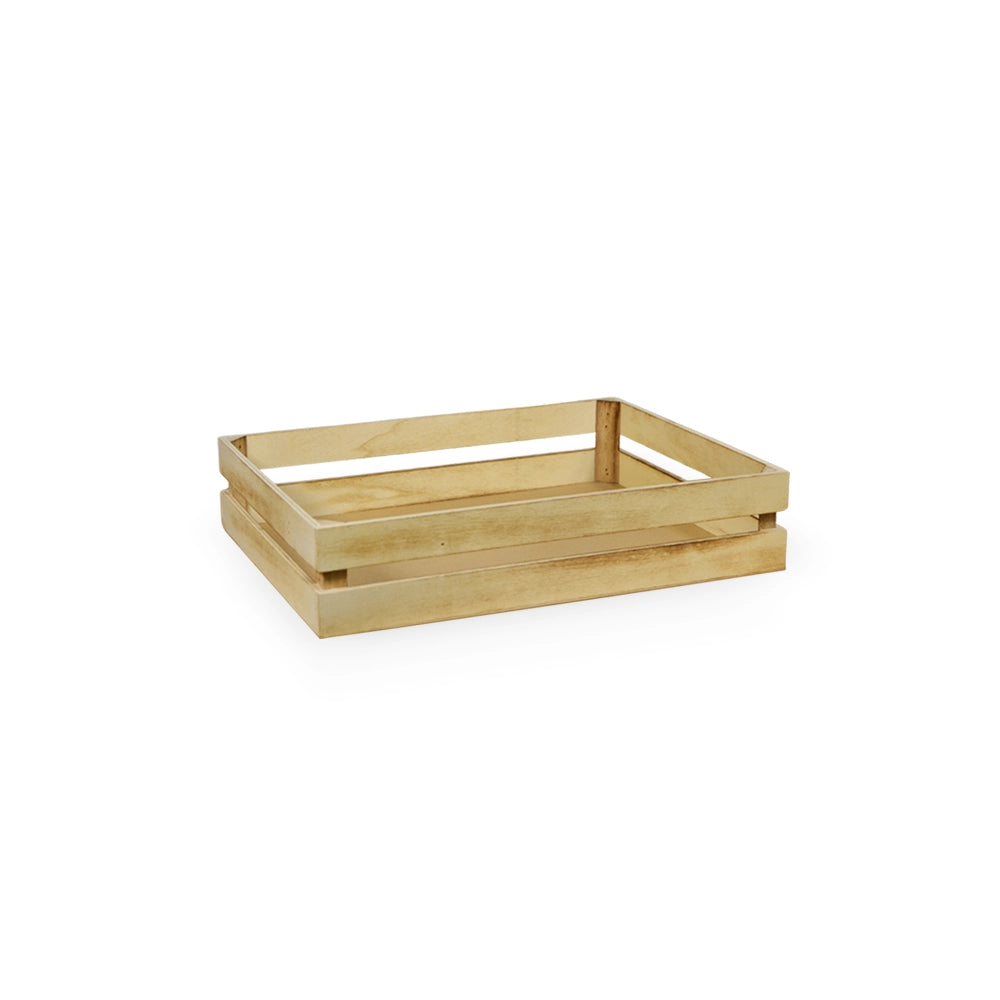 Cassette contenitori in Legno naturale Fiammato da 5 Pezzi 24 x 14 x h 5 cm